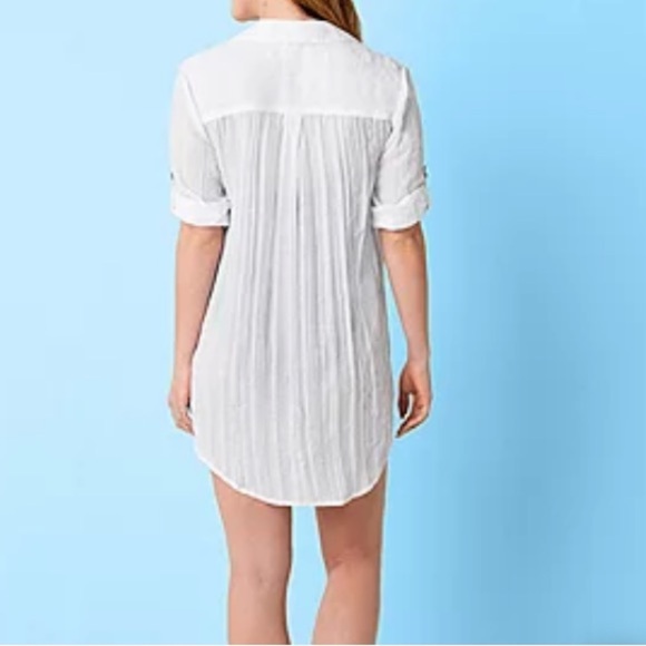 🌸NIP MYNAH Womens Button Down Shirt Swimsuit Cover - size Large - Picture 3 of 9